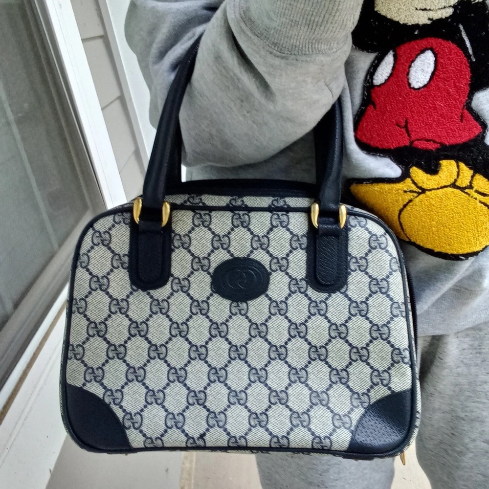 Gucci authentic Navy GG VintageTop-Handle Satchel - Picture 9 of 9